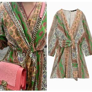 ZARA linen blend printed romper